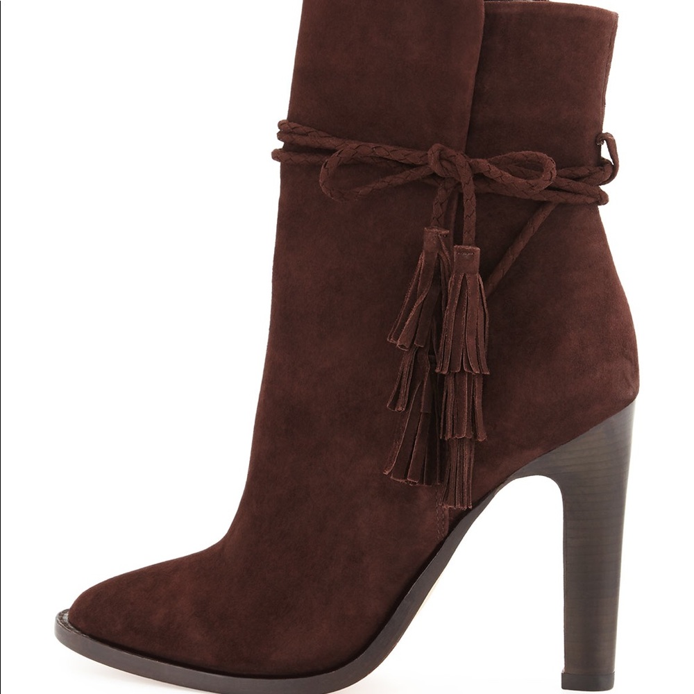 Joie Suede Chap bootie in Mahogany